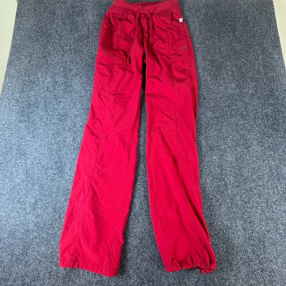 Cherokee Scrub Pants Womens 24 Tall Red Good Cargo Drawstring Ribbed Waist